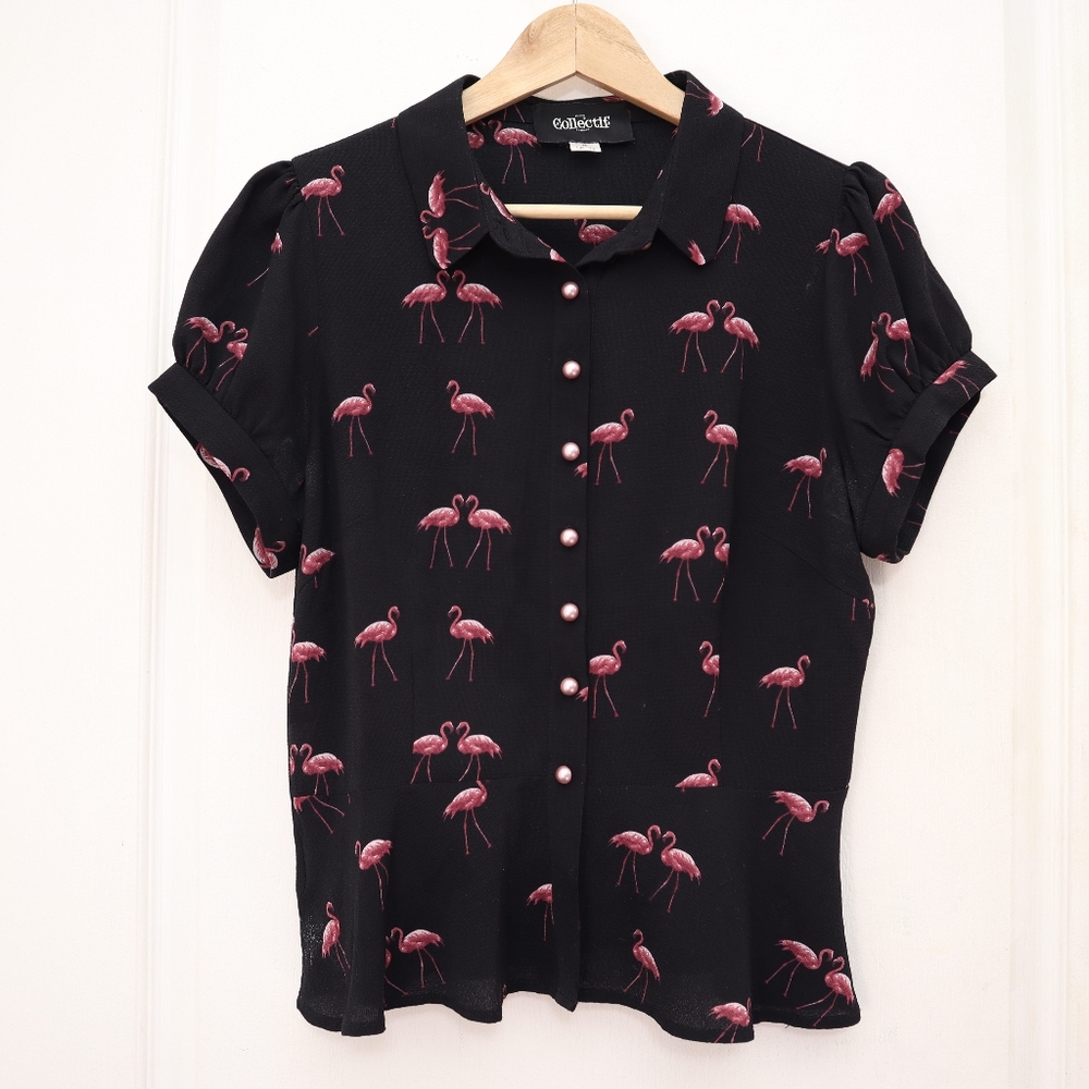 Flamingo peplum blouse
